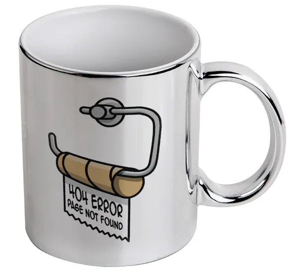 Page not found programmer toilet paper — Mug ceramic, silver mirror, 330ml