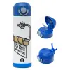 Children's hot water bottle, stainless steel, with safety straw, BLUE (500ml)
