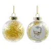 Transparent Christmas tree ball ornament with gold filling 8cm