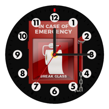 In case of emergency break the glass!, Wooden wall clock (20cm)