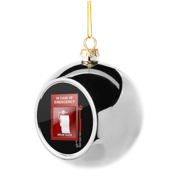In case of emergency break the glass!, Χριστουγεννιάτικη μπάλα δένδρου Ασημένια 8cm