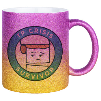 TP Crisis Survivor, Κούπα Χρυσή/Ροζ Glitter, κεραμική, 330ml