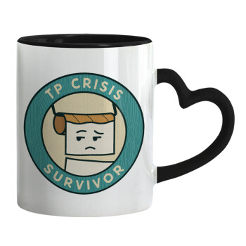 TP Crisis Survivor, Mug heart black handle, ceramic, 330ml