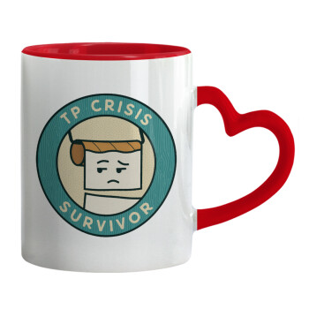 TP Crisis Survivor, Mug heart red handle, ceramic, 330ml