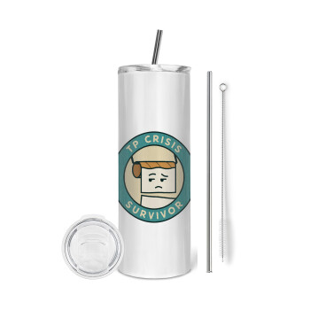 TP Crisis Survivor, Eco friendly stainless steel tumbler 600ml, with metal straw & cleaning brush