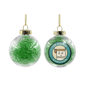 TP Crisis Survivor, Χριστουγεννιάτικη μπάλα δένδρου διάφανη με πράσινο γέμισμα 8cm