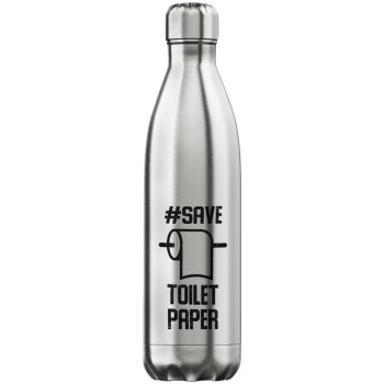 Save toilet Paper, Inox (Stainless steel) hot metal mug, double wall, 750ml