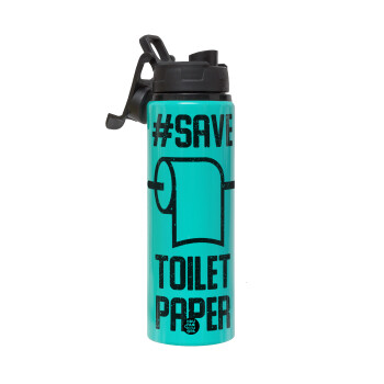 Save toilet Paper, Metallic water bottle with safety lid, 850ml aluminum