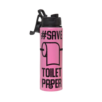 Save toilet Paper, Metallic water bottle with safety lid, 850ml aluminum