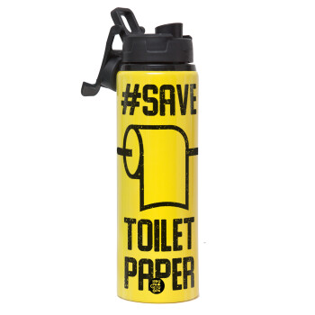 Save toilet Paper, Metallic water bottle with safety lid, 850ml aluminum