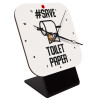 Save toilet Paper, Επιτραπέζιο ρολόι ξύλινο με δείκτες (10cm)