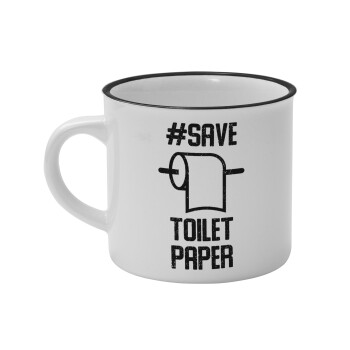 Save toilet Paper, Κούπα κεραμική vintage Λευκή/Μαύρη 230ml