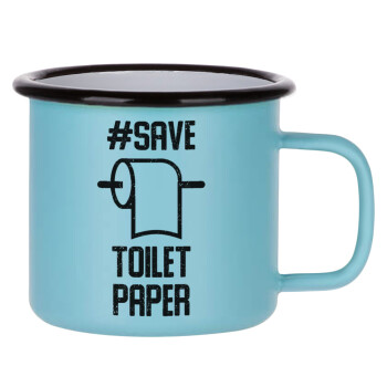 Save toilet Paper, Κούπα Μεταλλική εμαγιέ ΜΑΤ σιέλ 360ml