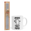 Save toilet Paper, Πασχαλινό Σετ, Κούπα κεραμική (330ml) & πασχαλινή λαμπάδα αρωματική πλακέ (30cm) (ΓΚΡΙ)