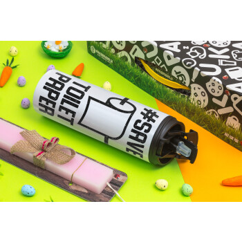 Save toilet Paper, Easter candle,Travel Tumbler 2 Lids, with metal straw & cleaning brush & aromatic flat candle (30cm) (PINK)