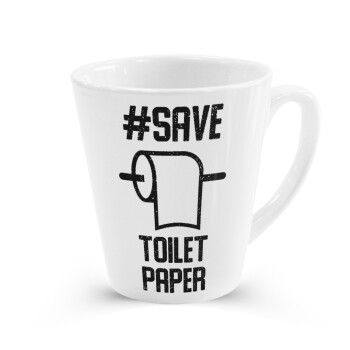Save toilet Paper, Κούπα κωνική Latte Λευκή, κεραμική, 300ml
