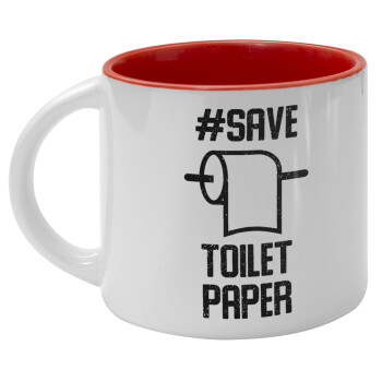 Save toilet Paper, Κούπα κεραμική 400ml Λευκή/Κόκκινη