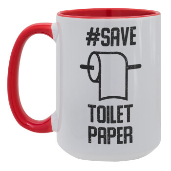 Save toilet Paper, Κούπα Mega 15oz, κεραμική Κόκκινη, 450ml