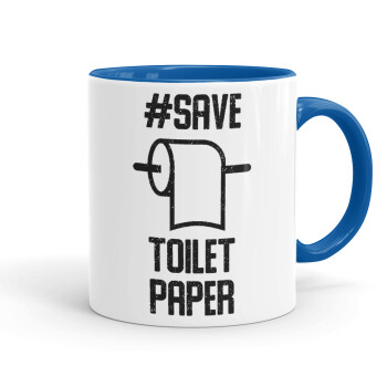Save toilet Paper, Mug colored blue, ceramic, 330ml