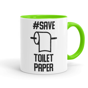 Save toilet Paper, Mug colored light green, ceramic, 330ml
