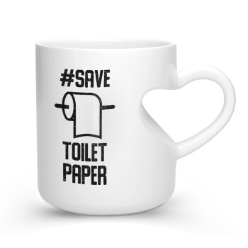 Save toilet Paper, Κούπα καρδιά λευκή, κεραμική, 330ml