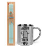 Easter Set, metallic thermal cup (300ml) & aromatic flat Easter candle (30cm) (TURQUOISE)
