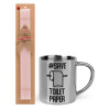 Easter Set, metallic thermal cup (300ml) & aromatic flat Easter candle (30cm) (PINK)