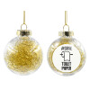 Transparent Christmas tree ball ornament with gold filling 8cm