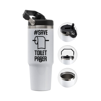Save toilet Paper, 30oz stainless Steel Tumbler with Handle