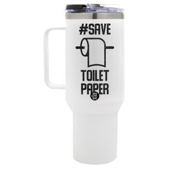 Save toilet Paper, Mega Tumbler με καπάκι, διπλού τοιχώματος (θερμό) 1,2L