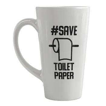 Save toilet Paper, Κούπα κωνική Latte Μεγάλη, κεραμική, 450ml