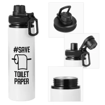 Save toilet Paper, Metal water bottle with safety cap, aluminum 850ml