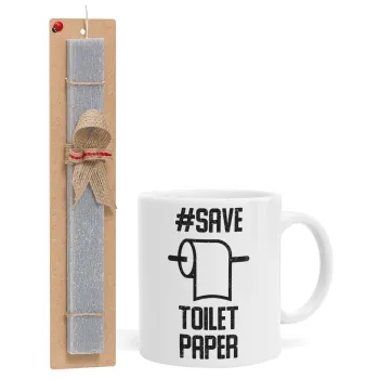 Save toilet Paper, Easter Set, Ceramic Cup (330ml) & Easter aromatic flat candle (30cm) (GRAY)