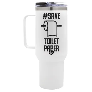 Save toilet Paper, Mega Tumbler με καπάκι, διπλού τοιχώματος (θερμό) 1,2L