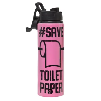 Save toilet Paper, Μεταλλικό παγούρι νερού με καπάκι ασφαλείας, αλουμινίου 850ml
