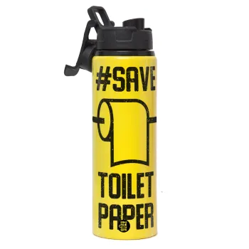 Save toilet Paper, Μεταλλικό παγούρι νερού με καπάκι ασφαλείας, αλουμινίου 850ml