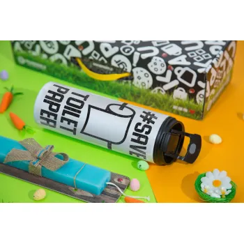 Save toilet Paper, Πασχαλινή Λαμπάδα με Travel Tumbler θερμό με διπλό καπάκι (600ml, BPA free) & κερί αρωματικό πλακέ (30cm) (ΤΙΡΚΟΥΑΖ)