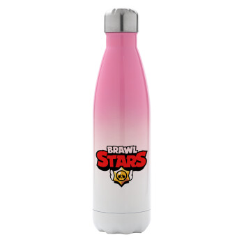 Brawl Stars, Metal mug thermos Pink/White (Stainless steel), double wall, 500ml