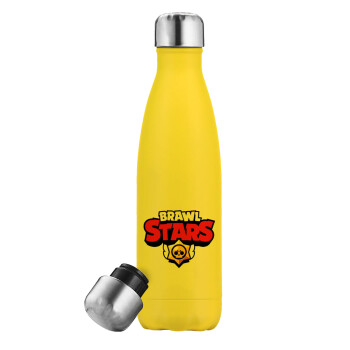 Brawl Stars, Yellow Stainless Steel Metallic Thermos, double-walled, 500ml