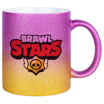 Brawl Stars, Κούπα Χρυσή/Ροζ Glitter, κεραμική, 330ml