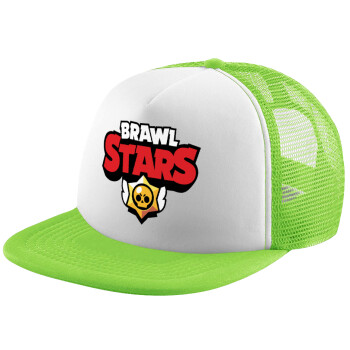 Brawl Stars, Child's Soft Trucker Hat with Green/White Mesh (POLYESTER, CHILDREN'S, ONE SIZE)
