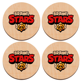 Brawl Stars, ΣΕΤ x4 Σουβέρ ξύλινα στρογγυλά plywood (9cm)