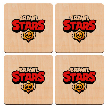 Brawl Stars, ΣΕΤ x4 Σουβέρ ξύλινα τετράγωνα plywood (9cm)