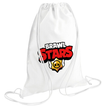 Brawl Stars, Τσάντα πλάτης πουγκί GYMBAG λευκή (28x40cm)