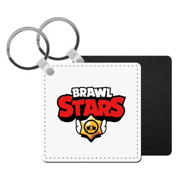 Brawl Stars, Μπρελόκ Δερματίνη, τετράγωνο ΜΑΥΡΟ (5x5cm)