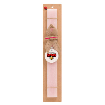 Brawl Stars, Easter Set, wooden keychain & scented flat Easter candle (30cm) (PINK)