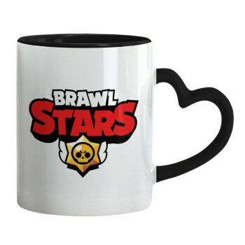 Brawl Stars, Mug heart black handle, ceramic, 330ml