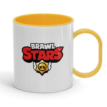 Brawl Stars, Κούπα (πλαστική) (BPA-FREE) Polymer Κίτρινη για παιδιά, 330ml