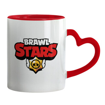 Brawl Stars, Mug heart red handle, ceramic, 330ml