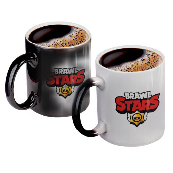 Brawl Stars, Color changing magic Mug, ceramic, 330ml when adding hot liquid inside, the black colour desappears (1 pcs)